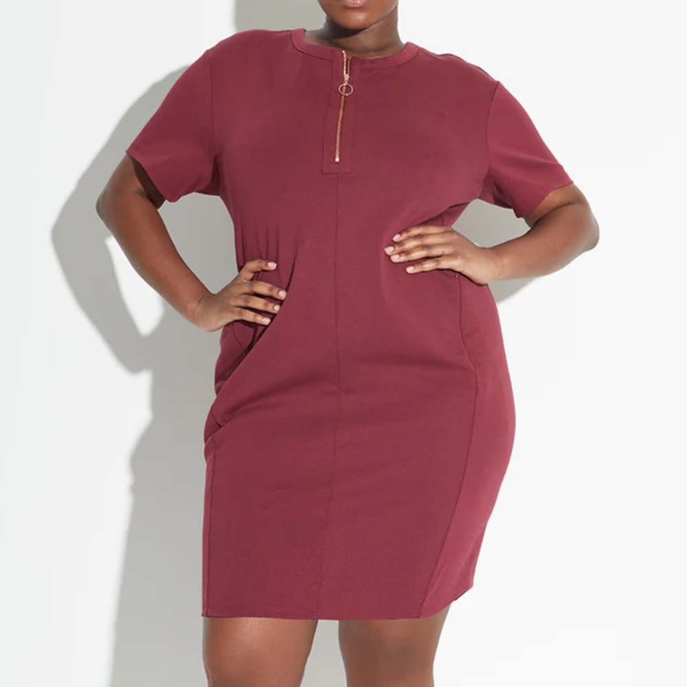 See Rose Go Burgundy Luxe Shift Day Dress